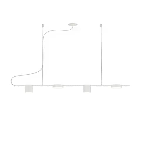 Counterpoint 4-light Satin White LED Linear Pendant, White Shade