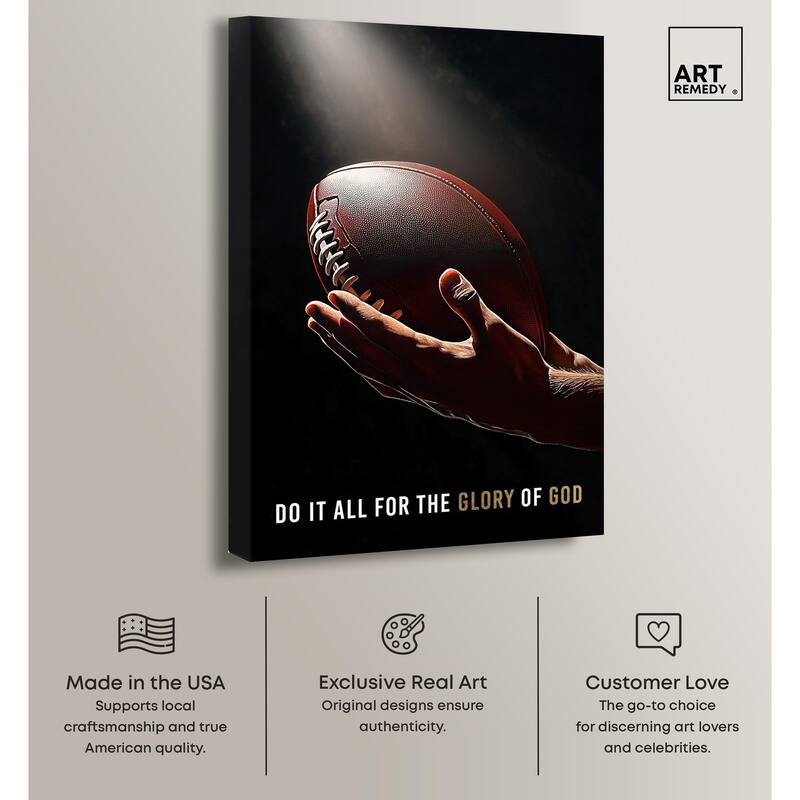 Glory of God Football Canvas by Art Remedy, Gallery Wrapped