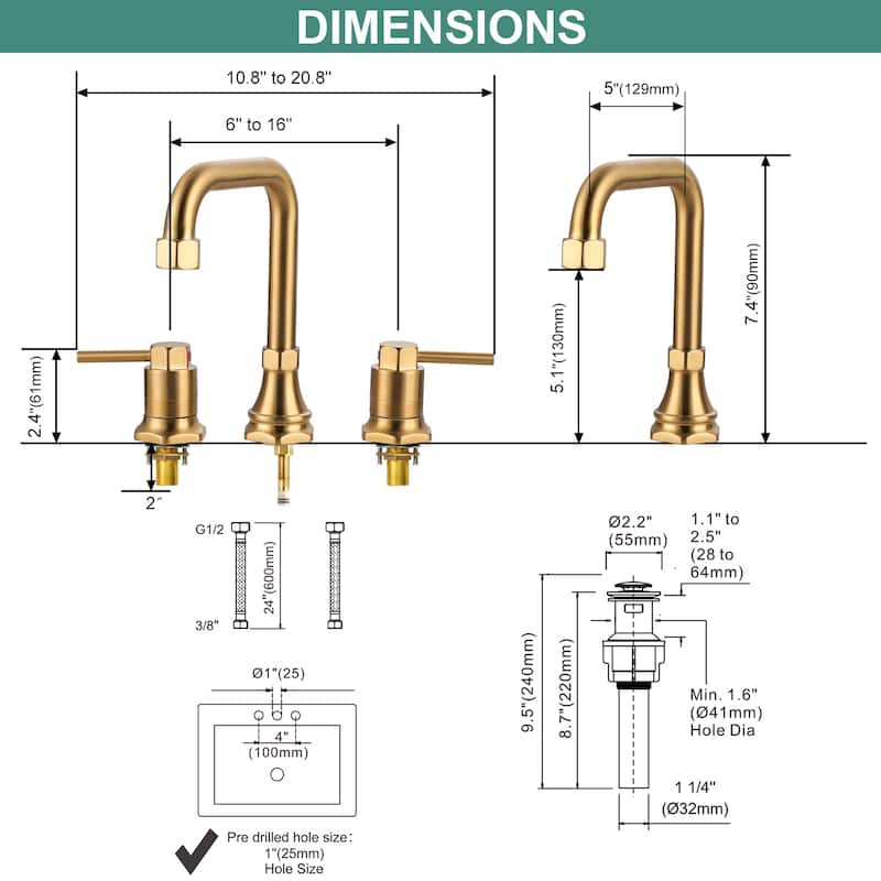 WOWOW Modern-Style Bathroom Faucet with Pop-Up Drain