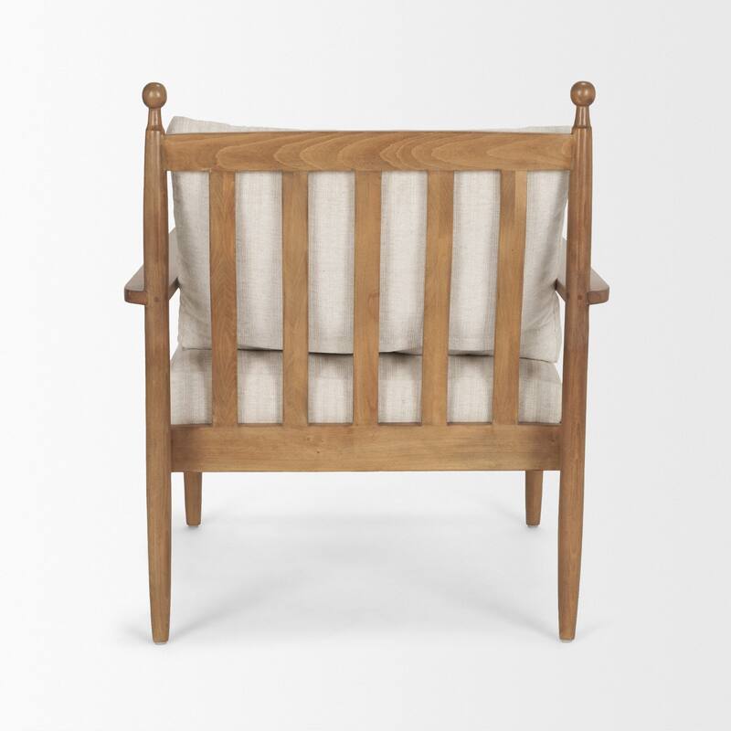Danni Beige Fabric Beech Wood Framed Accent Lounge Chair