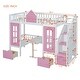preview thumbnail 3 of 8, Impression & Elegant Twin over Twin Bunk Bed Turn into Upper Bed and Down Desk, Changeable Table, Fun Place For Kids, Pink