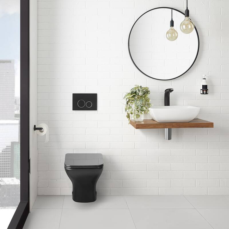 Swiss Madison Bastille Wall-Hung Toilet Bowl Only in Matte Black - 22.5" x 14.0" x 14.0"