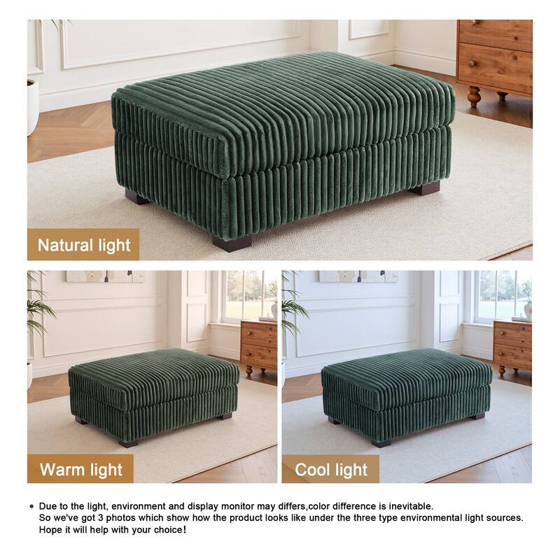 41" W Plush Corduroy Upholstered Rectangular Ottoman