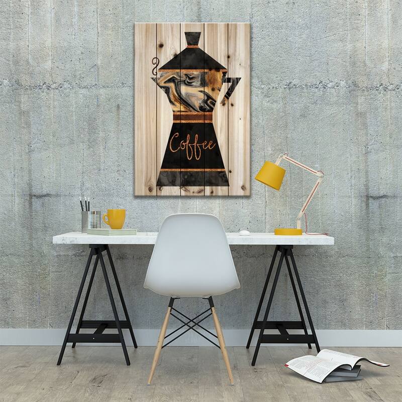 Coffee Print On Wood by Elisabeth Fredriksson - Multi-Color