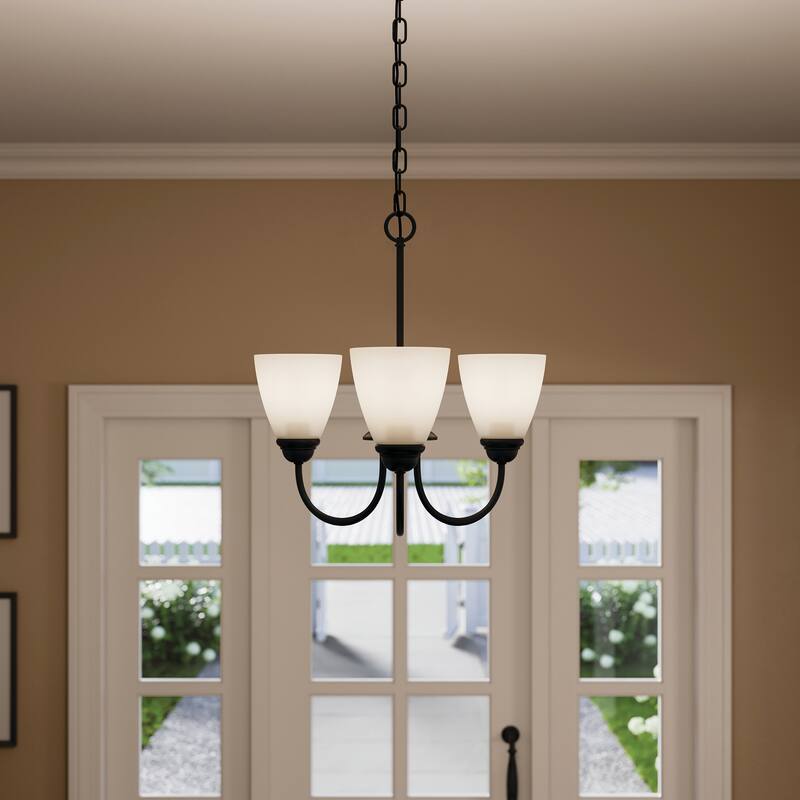 Kichler Lighting Jolie 3-Light Mini Chandelier with Satin Etched Glass in Black