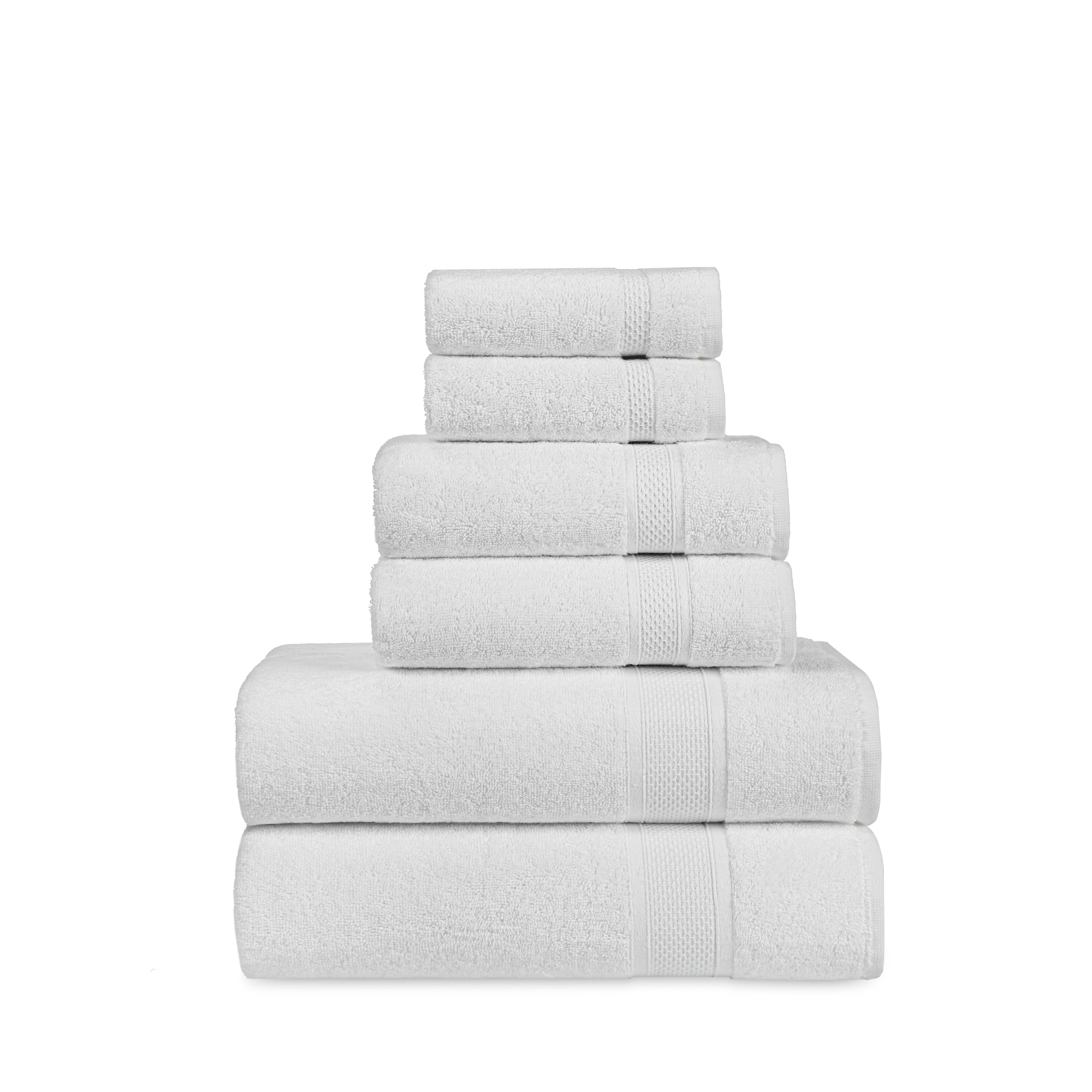 White Hotel Collection Embroidery Line Cotton Bath Towels set of 1 600 GSM  