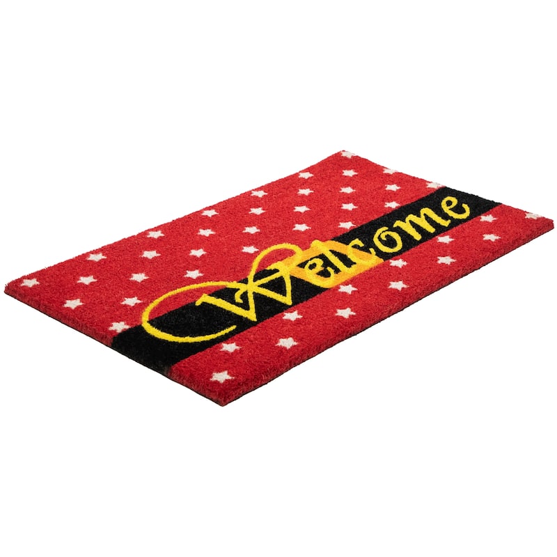 Red and Black Santa Suit Buckle "Welcome" Coir Christmas Outdoor Doormat 18" x 30" - 18" x 30"