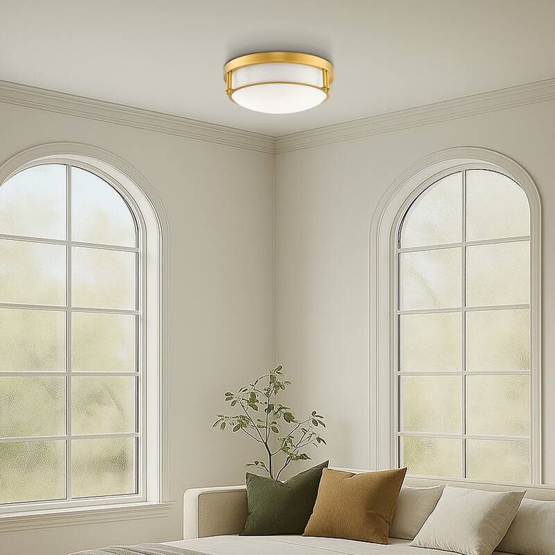 2-Light Black/Gold Glass Ceiling Light - N/A - Gold