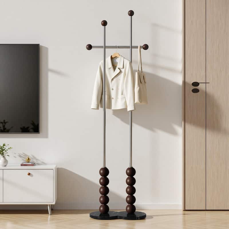 Metal Freestanding Coat Rack with Heavy Duty Marble Base - 70"H x 19.7"W (top) × 17.7"(base) x 9.8"D