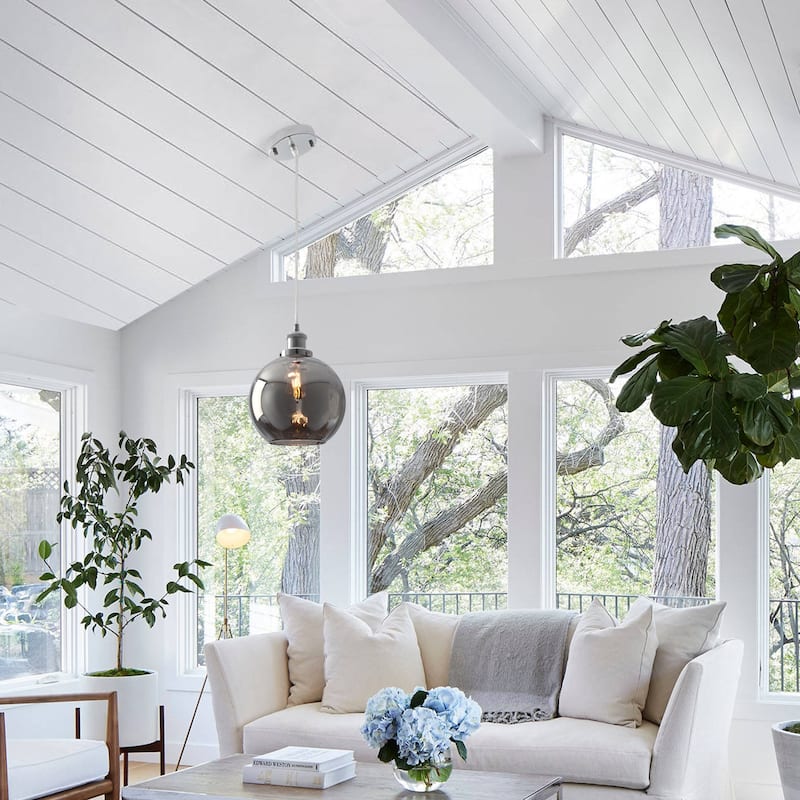 1-Light Metal Hanging Pendant Light with Glass Shade for Kitchen Island