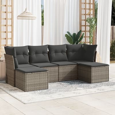 vidaXL Garden Sofa Set Gray PE rattan, Powder-coated steel 6 Piece - 21.7 x 21.7 x 14.6