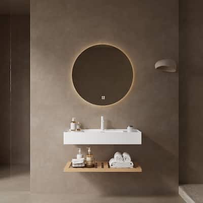 Premium Acrylic Integrated Basin Bathroom Vanity with Raised Waterproof Countertop and Convenient Storage Space