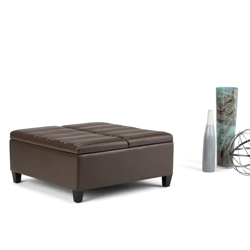 WYNDENHALL Tyler 36 inch Wide Contemporary Square Table Ottoman - Chocolate Brown