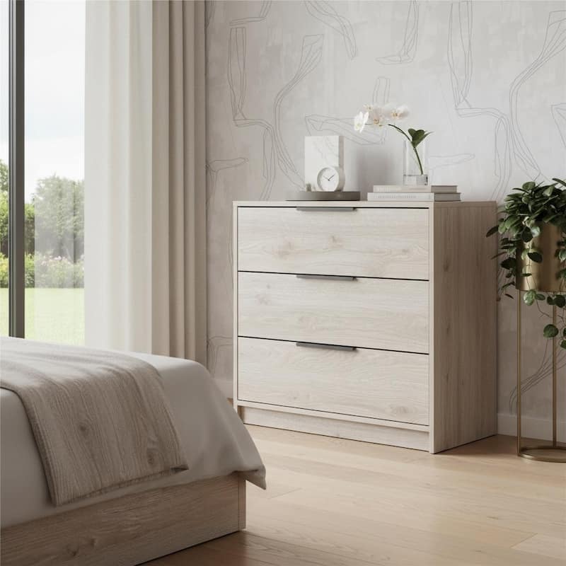 HomeRoots 28" Light Gray Wood Three Drawer Dresser - Light Gray - 3-drawer