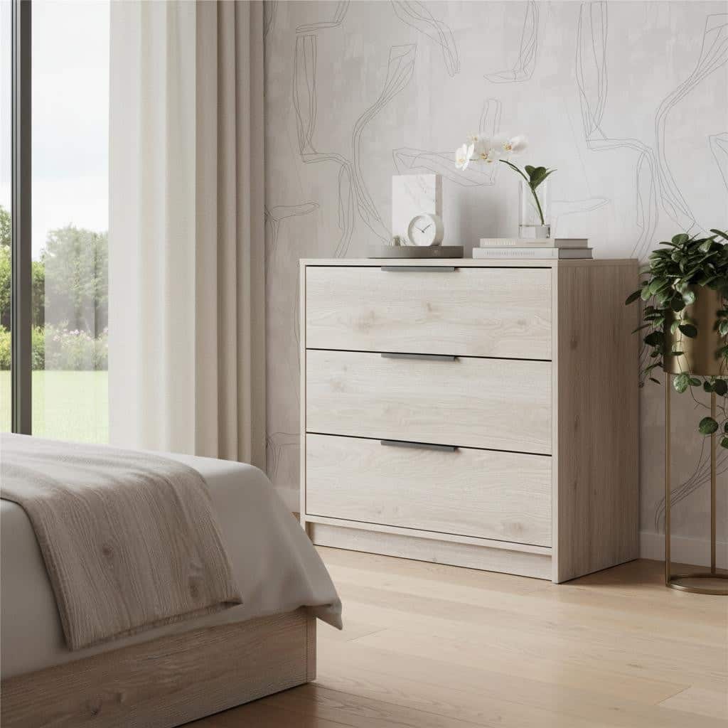 HomeRoots 28" Light Gray Wood Three Drawer Dresser