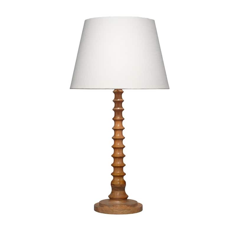 Dio 31 Inch Table Lamp, White Slub Drum Shade, Brown Turned Wood Base