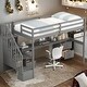 preview thumbnail 14 of 22, Twin Size Loft Kids Bed Frame with Built-in Desk, Double Storage Drawers, Sturdy Pine Wood Construction, Easy Assembly, White