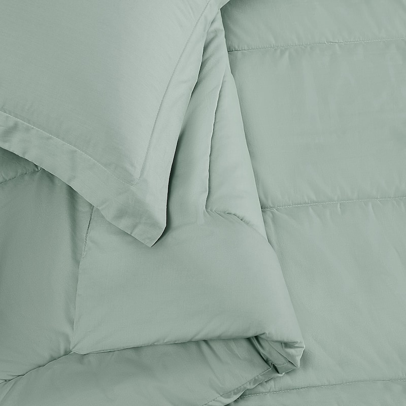 Brooklyn Loom Solid Cotton Percale Comforter Set