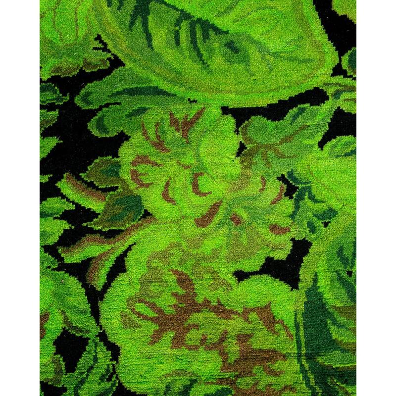 Overton Hand Knotted Wool Vintage Inspired Modern Contemporary Overdyed Green Area Rug - 8' 1" x 10' 1"