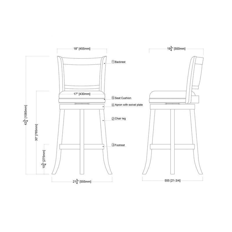 Augusta Wood Indoor Swivel Barstool