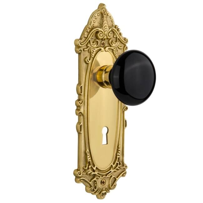 Nostalgic Warehouse Black Porcelain Solid Brass Privacy Door Knob Set