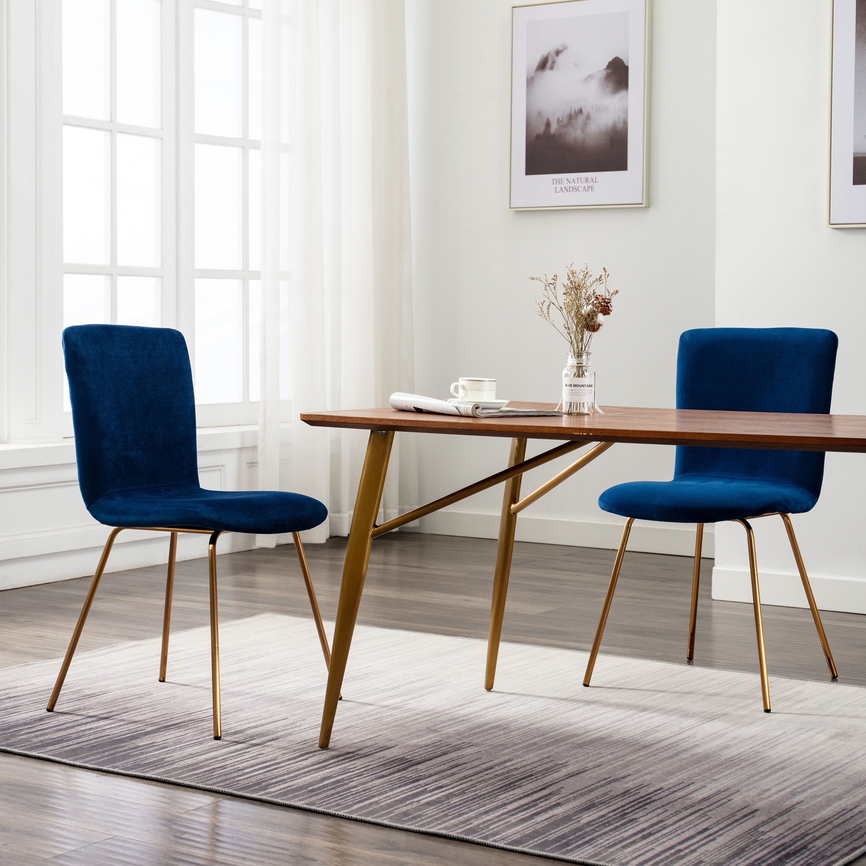 Mid Century Modern Upholstered Dining Chair With Gold Metal Legs Makeup Vanity Chair For Living Dining Room Bedroom Art Leon Velvet Chair Teal Green Furniture Living Room Furniture