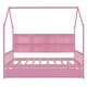 preview thumbnail 20 of 45, Wooden Full Size House Bed with Trundle,Kids Bed with Shelf, Gray