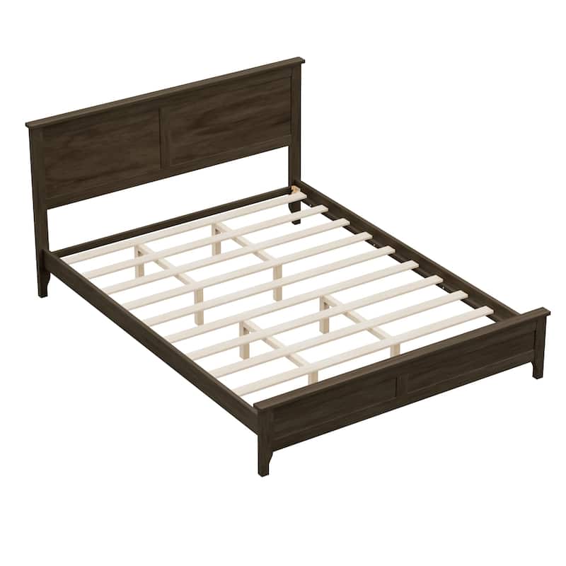 Modern Simple Solid Wood Platform Bed Frame with Sturdy Wooden Slats
