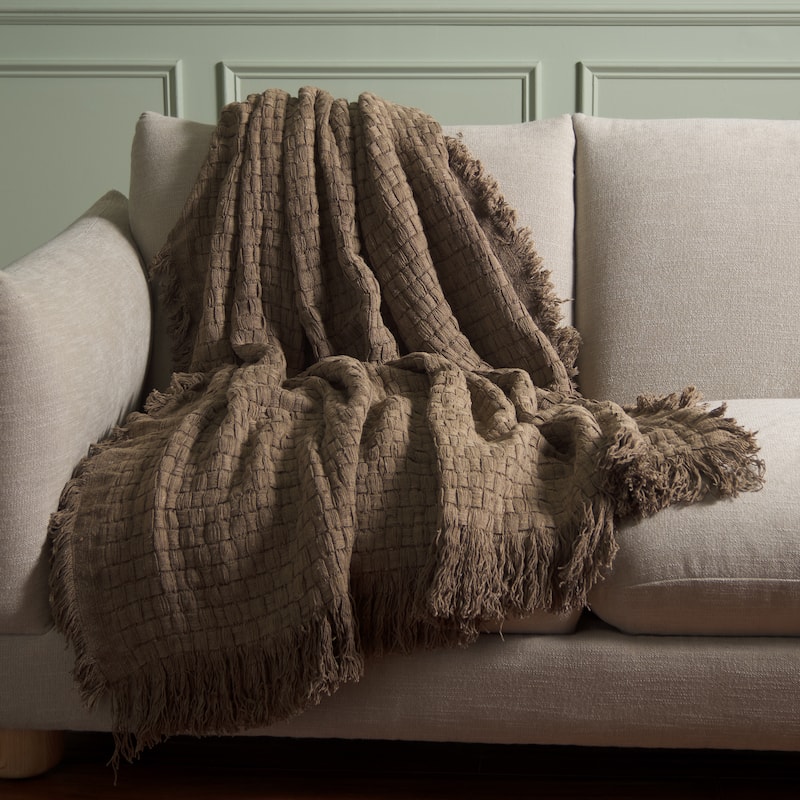 SAFAVIEH Home Inaya 51W x 67L-inch Cotton Throw Blanket - Natural