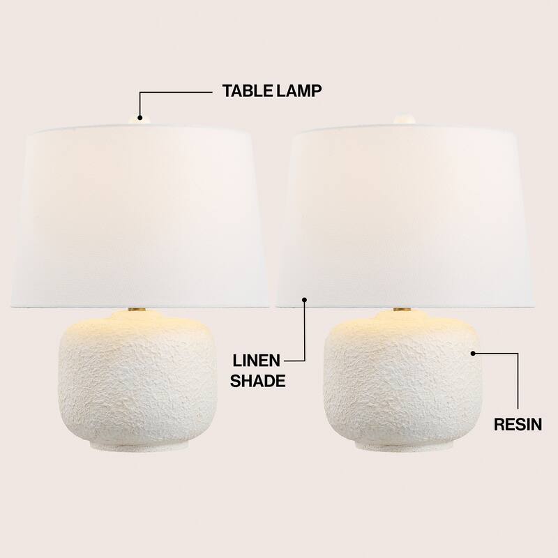 Qualm 20" Resin/Metal Rounded Barrel LED Table Lamp, (Set of 2), By JONATHAN Y