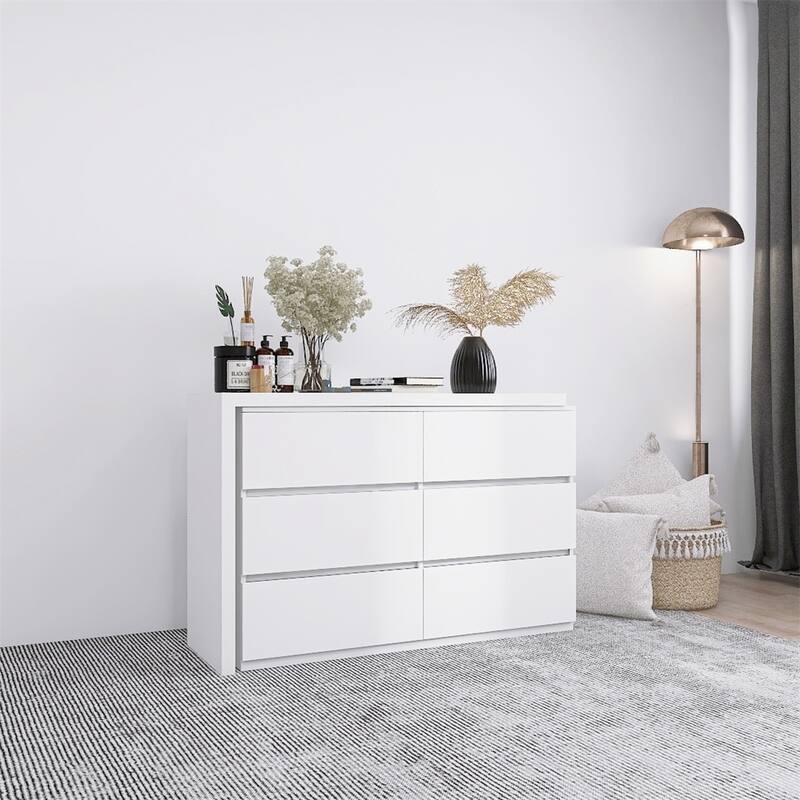 Extended Desktop 6 Drawers Storage Vanity without Handle
