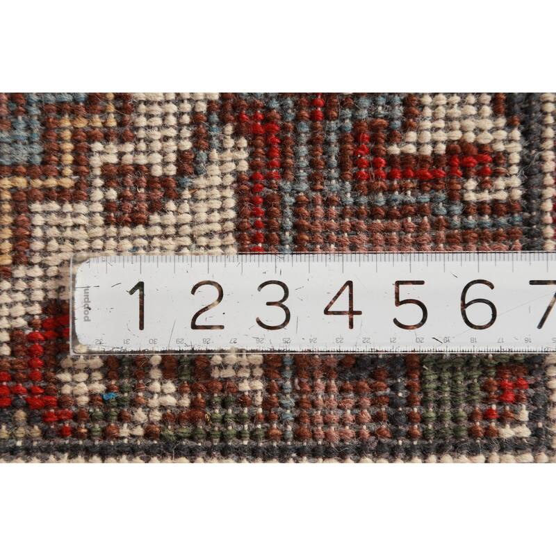 Light Blue Geometric Heriz Serapi Runner Rug Handmade Wool Carpet - 2'8"x 15'9"