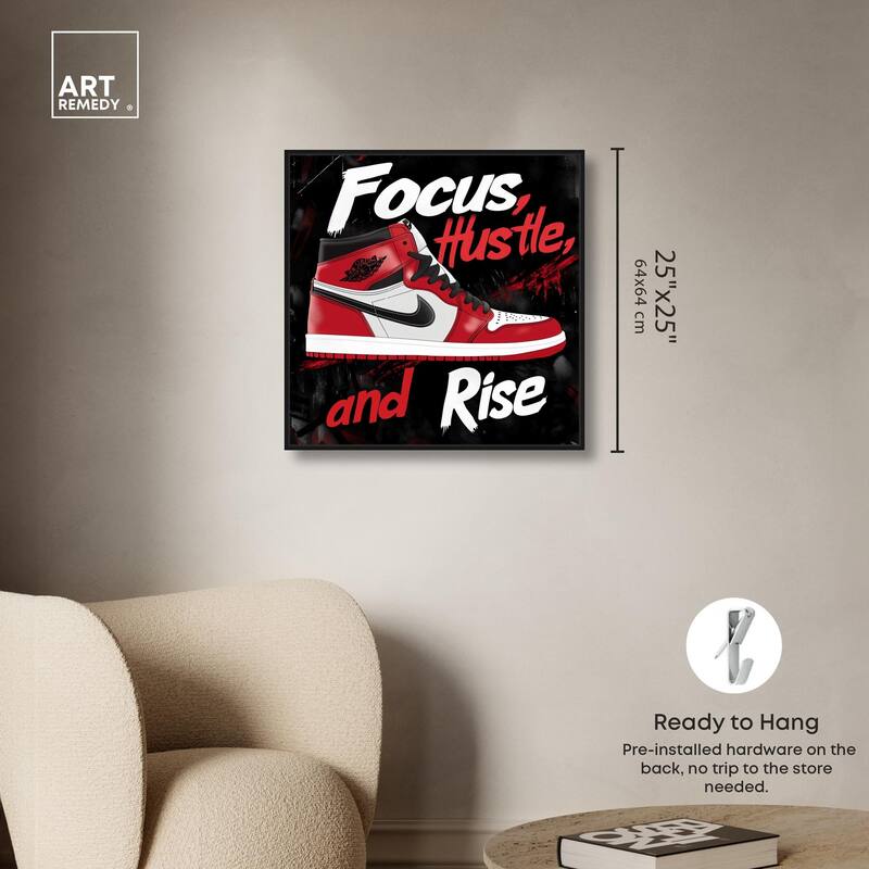 Hustle and Rise Sneaker Red Canvas by Art Remedy