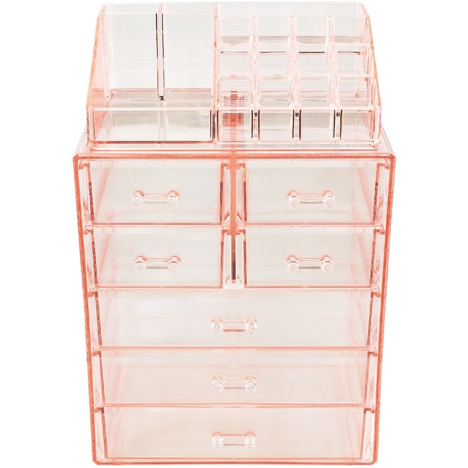 Sorbus X- Makeup Organizer - Multiple Drawer & Slots Jewelry Cosmetic Storage Case X- in Pink | Large