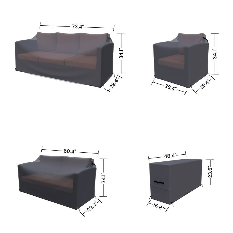 Forever Patio Outdoor Wicker Conversation Set Sofa Seating Group 5-piece Furniture Cover - 34 x 72 x 28