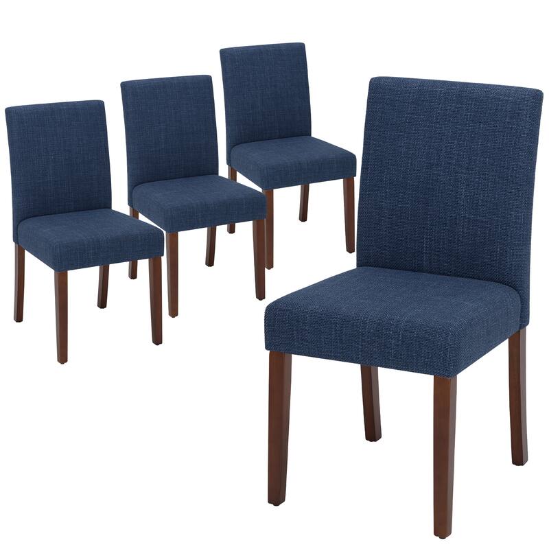 Set of 2 Modern Fabric Dining Chairs, Beige Upholstered Side Chairs with Wood Legs for Farmhouse