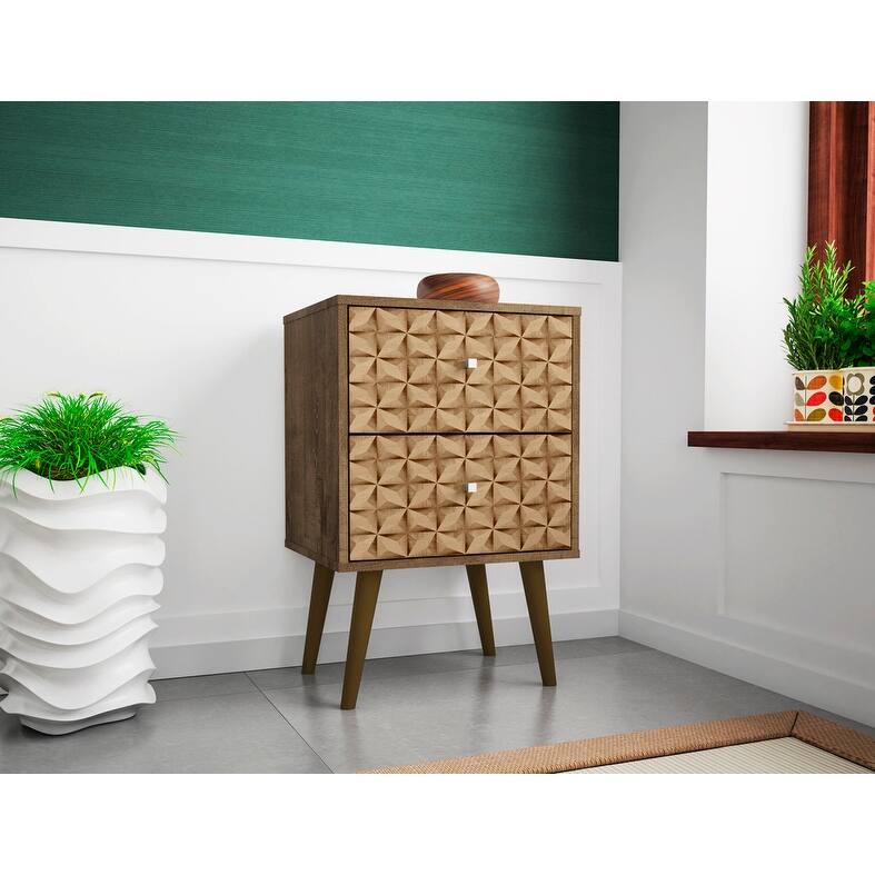 Liberty Mid Century Modern Black Nightstand 2.0 with 2 Extension Drawers
