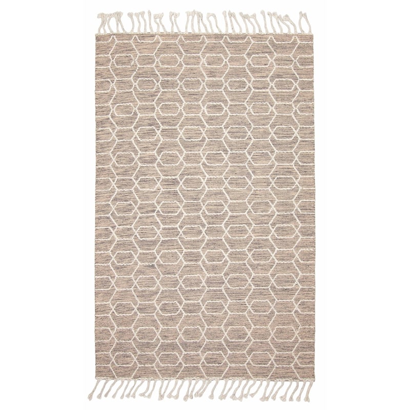 ECARPETGALLERY Braid weave Sienna Light Khaki Wool Rug - 5'0 x 6'9 - Khaki - 5'0 x 6'9