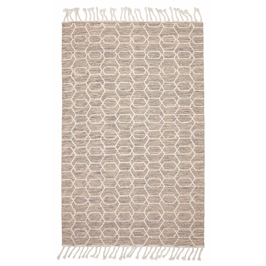 ECARPETGALLERY Braid weave Sienna Light Khaki Wool Rug - 5'0 x 6'9