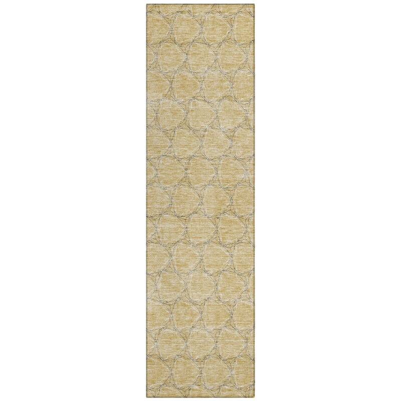 Machine Washable Indoor/ Outdoor Abstract Trellis Chantille Rug