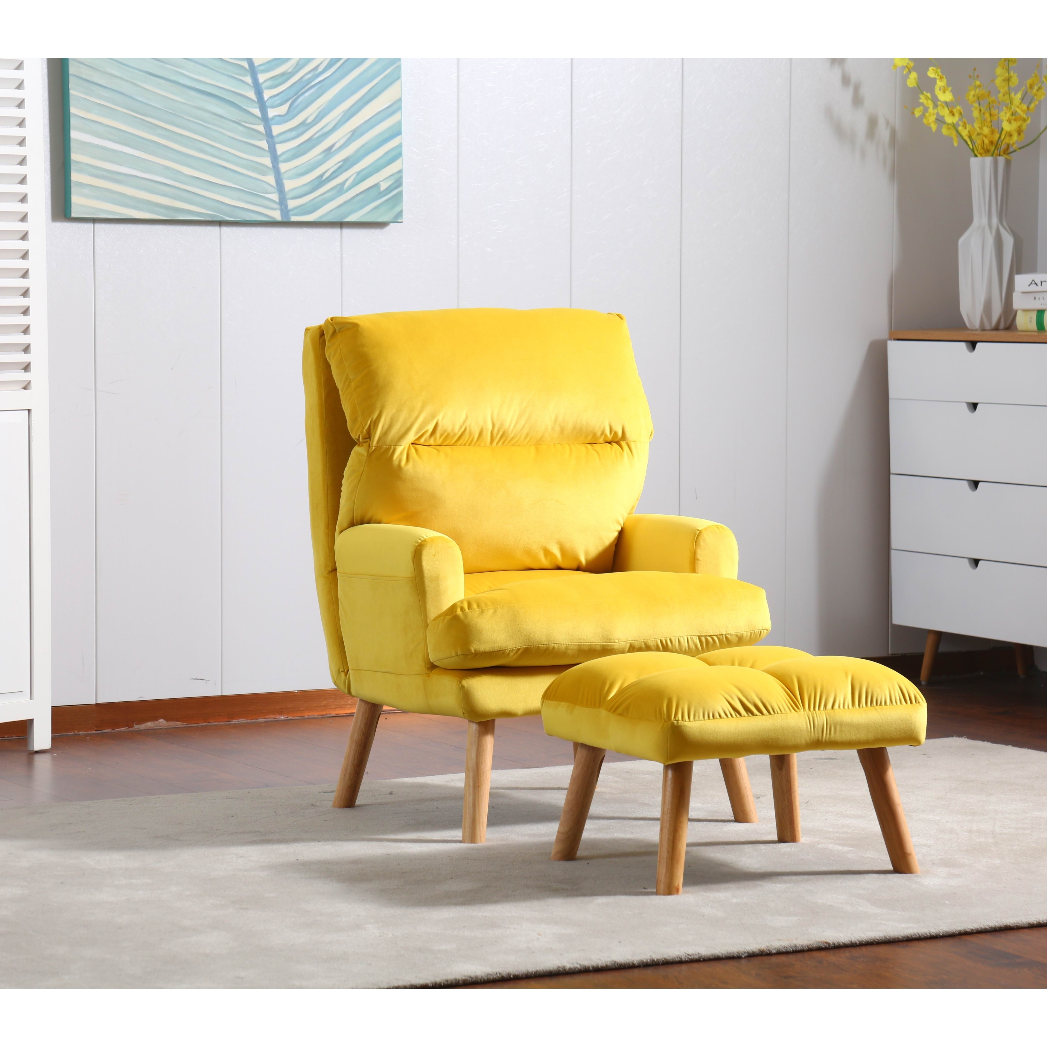Modern accent chair with discount ottoman