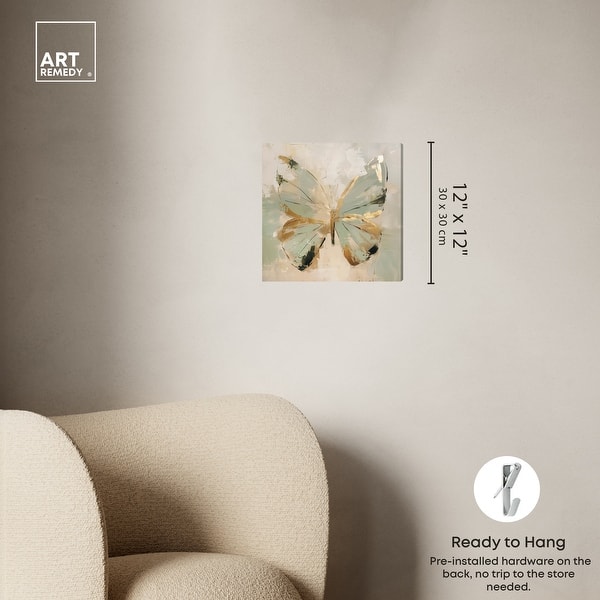 dimension image slide 0 of 6, Sage Butterfly Colorful Canvas Wall Art by Art Remedy, Gallery Wrapped
