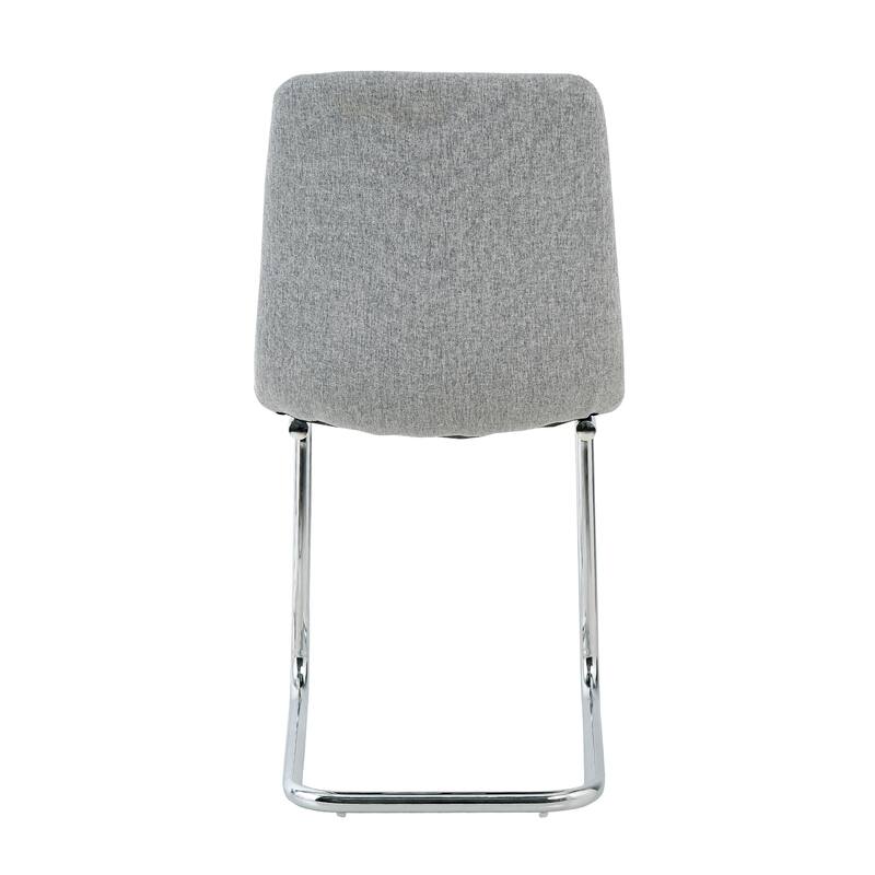 Set of 4 Modern simple light luxury dining chair with metal legs (silver)