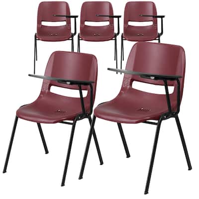 5 Pack Ergonomic Shell Chair with Left Handed Flip-Up Tablet Arm
