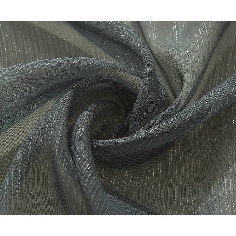 Lonnie Metallic Stripe Sheer Window Curtain Panel 90 inch