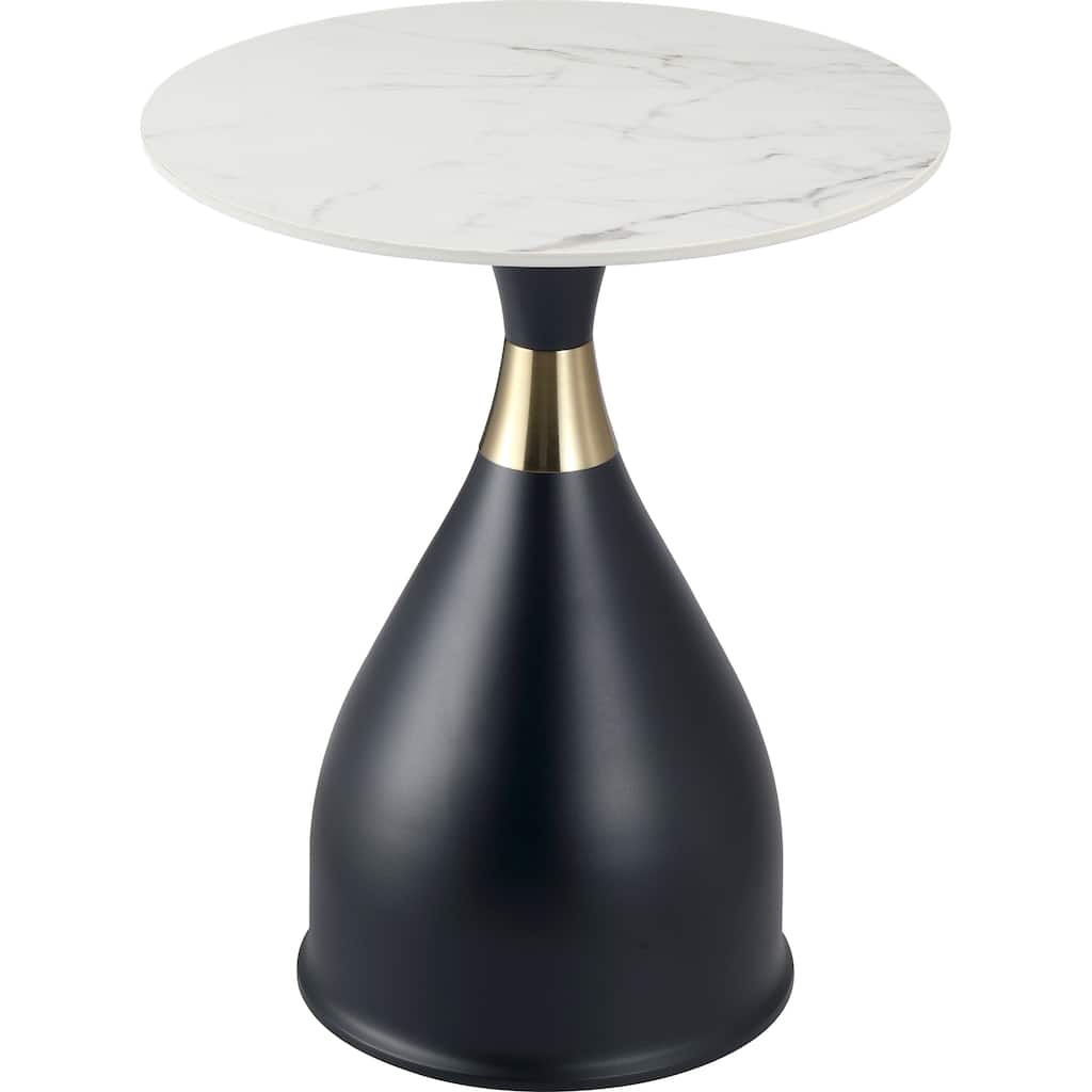 Round Sintered Stone Side Table with Stainless-Steel Base Bento Series