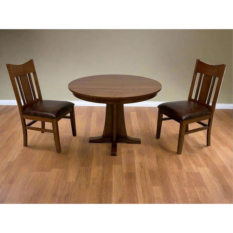 Mission Quarter Sawn Oak Round Dining Table Set - 42" - Michael's Cherry
