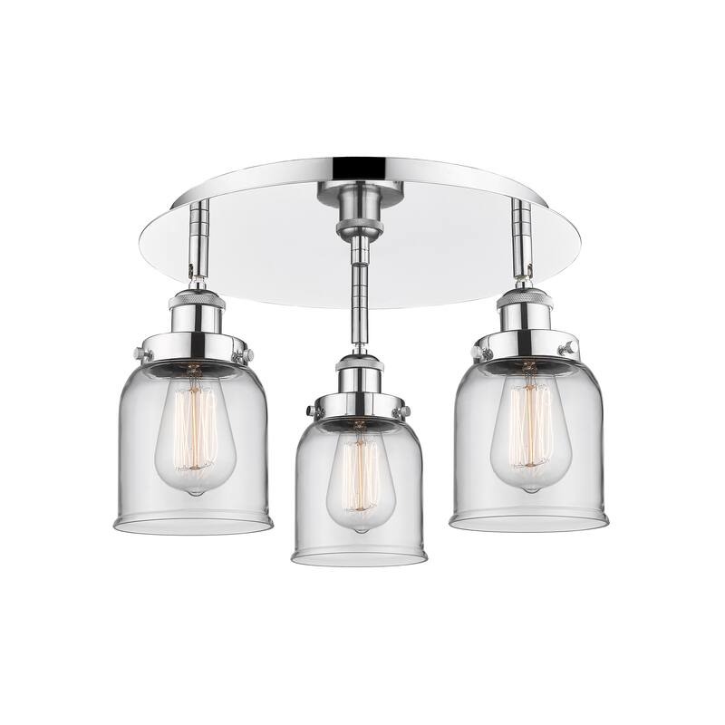 Innovations Lighting Bell - 3 Light 17" Flush Mount - Clear/Polished Chrome