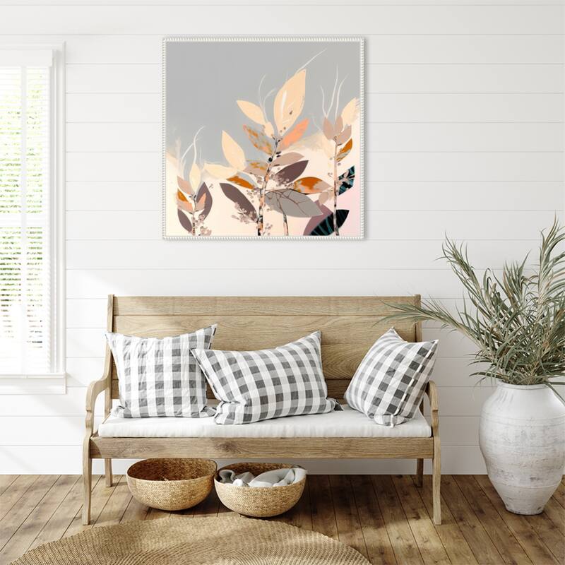 Bohemian Fields by Bella Eve Framed Canvas Wall Art Print - Sylvie Beaded White