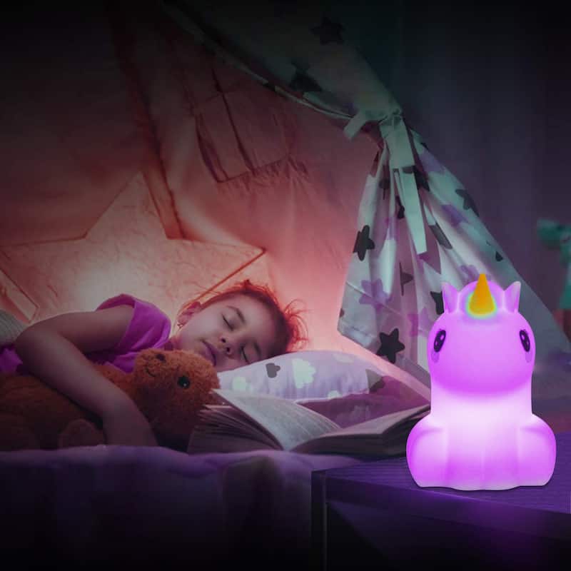Vivzone Kids Silicone Tap Color Changing Animal LED Night Light - Unicorn